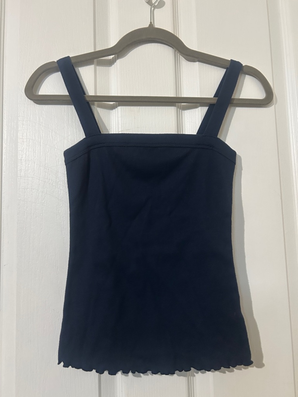 Navy Square-Neck Camisole Tank with Wide Straps